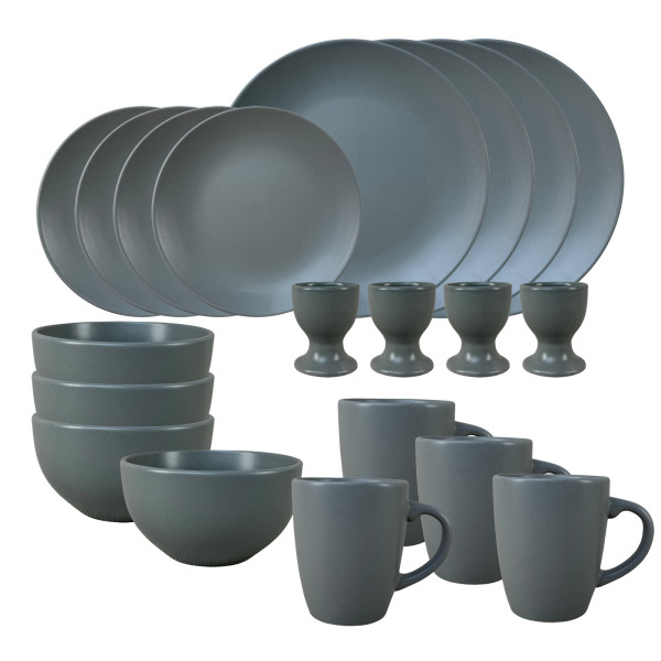 Geschirrset 20-teilig Antonia grau Keramik