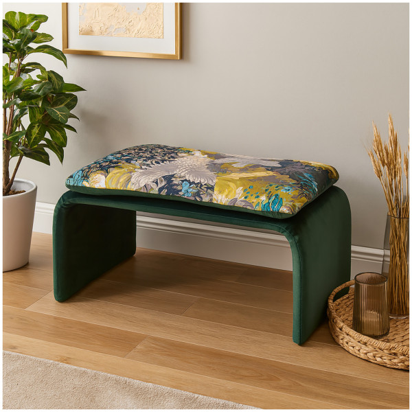 HTI-Living Vance Dreamy Forest Grün Polsterhocker B/H/T 61 x 34,5 x 40 cm