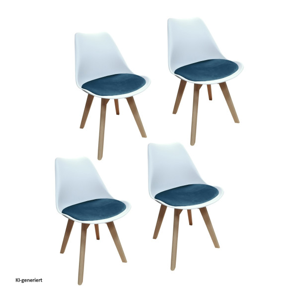 Stuhl Atlanta Weiß/Velvet Blau