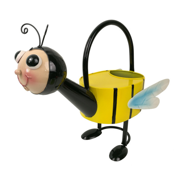Blumengießkanne Biene Miri schwarz, gelb Metall