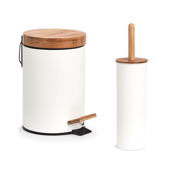 HTI-Living Scandi Kosmetikeimer und WC-Bürste Weiß