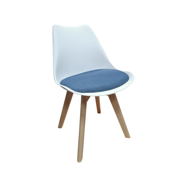 HTI-Living Atlanta Weiß, Webstoff Blau Stuhl