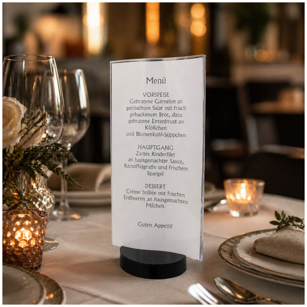 Tischaufsteller Menü