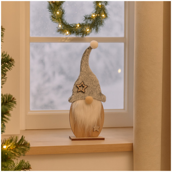 HTI-Living 31 cm Wichtel auf Holzfuß