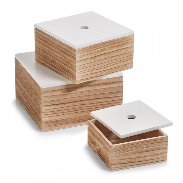 HTI-Living 3-teilig Aufbewahrungsboxen-Set Holz