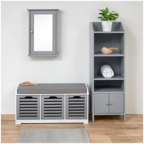 Sitzbank Sarah grau, weiß MDF