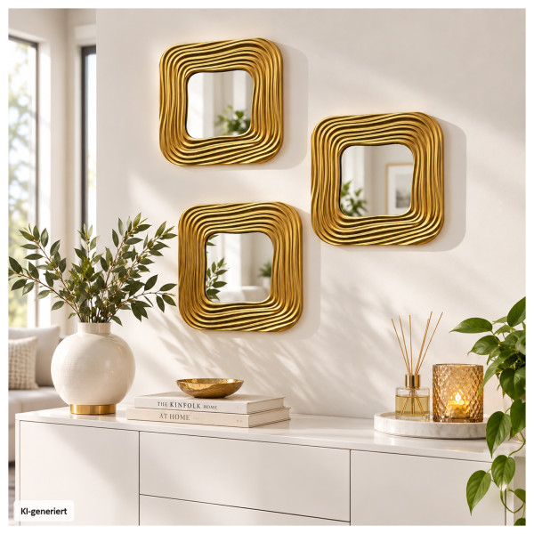 3er Spiegel-Set Ava 2 gold