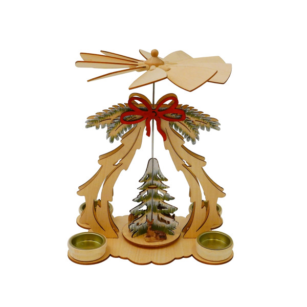 Tischpyramide mit Tannenbaum und Schleife