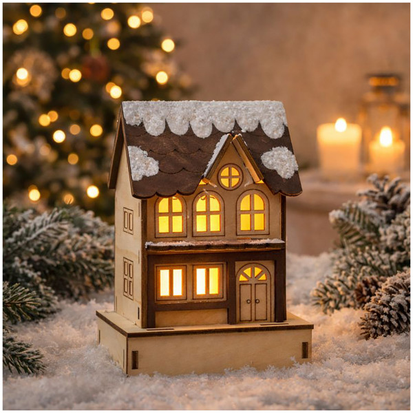 HGD Holz-Glas-Design Weihnachtsdekoration LED Stadthaus