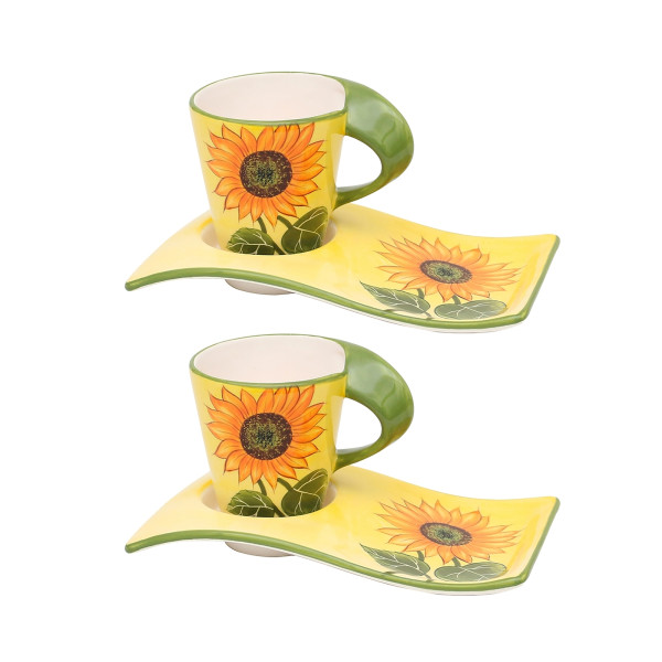 neuetischkultur Sonnenblume 2er-Set Kaffeepot mit Gebäckteller