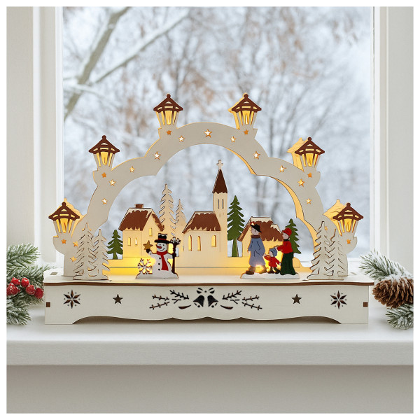 Lichterbogen Weihnachtsdorf mit Schneemann Natur