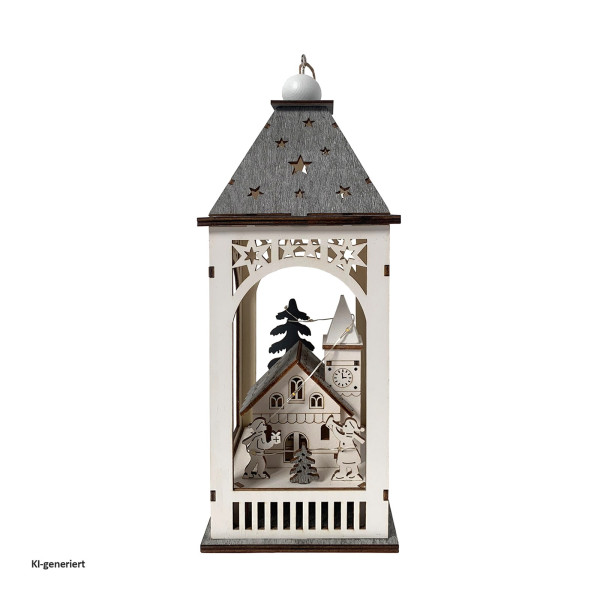 Weihnachtsdeko Laterne mit Kirche