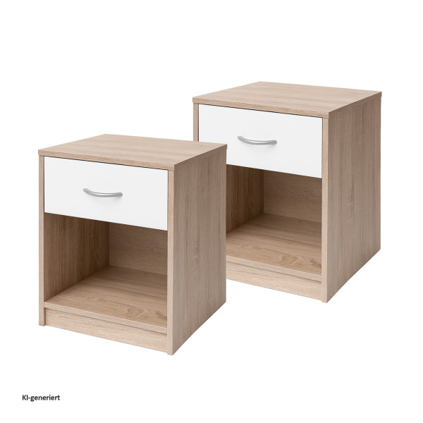 Nachtkonsole Nachtschrank Nina 1 Sonoma Weiß 2er
