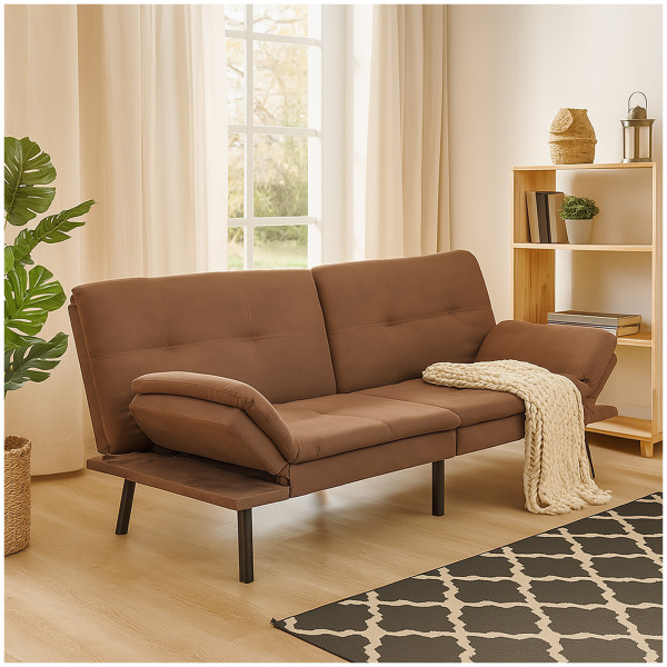 HTI-Living Braun Sofa mit verstellbaren Armlehnen