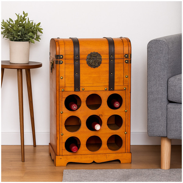 Weinregal Alistair02 Kolonialstil 9 Fl. Dunkelbrau