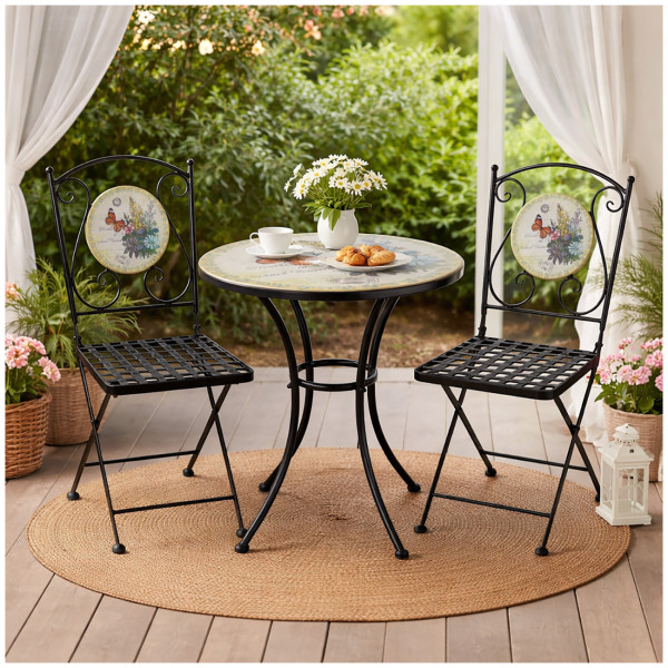 Gartentisch und 2 Stühle Celia Schmetterling