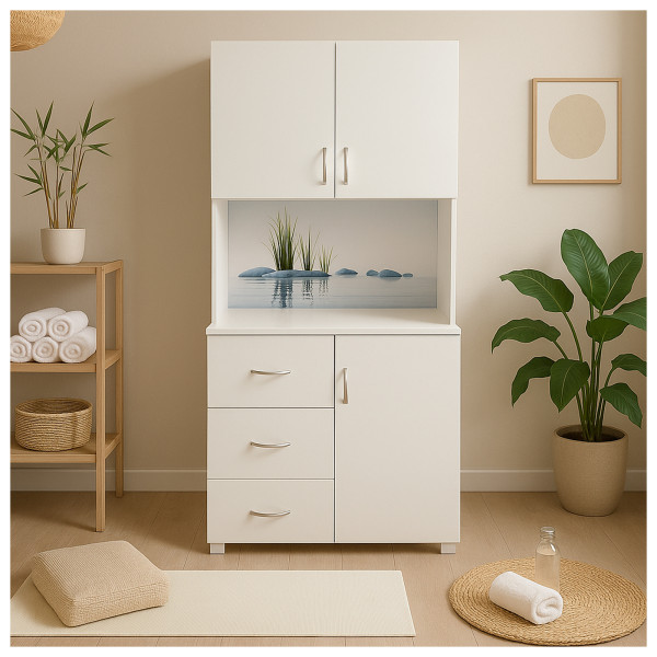 Schrank Blanca Wellness Steine weiß, Motiv