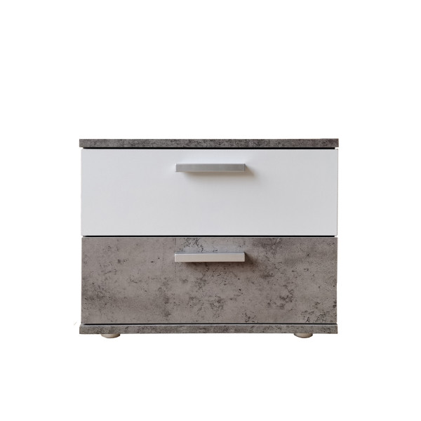 Nachtkonsole Nachtschrank Nina 2 Beton Weiß