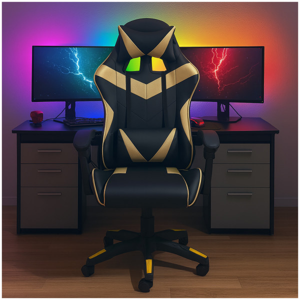 Krit racer gaming chair Schwarz-Gold