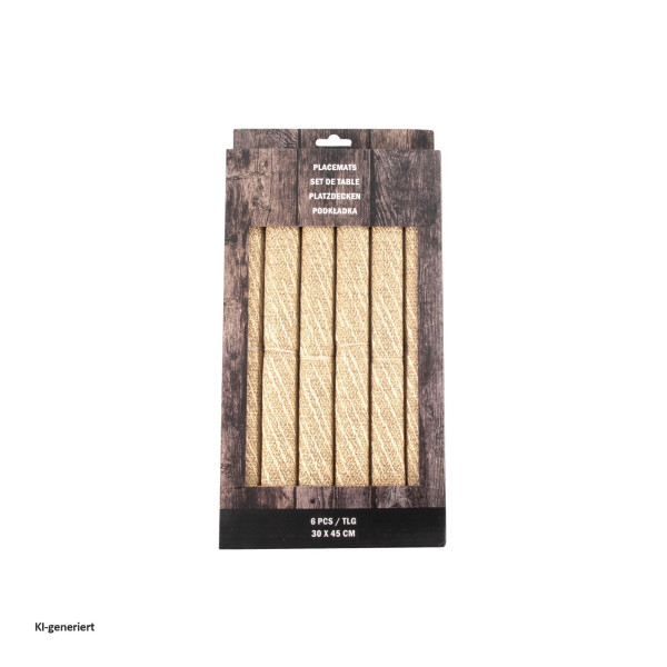 Tischset s/6 Polyester 30x45 Gold