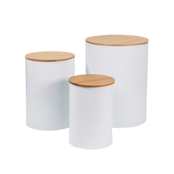 neuetischkultur mit Holzdeckel Vorratsdosen 3er-Set weiß