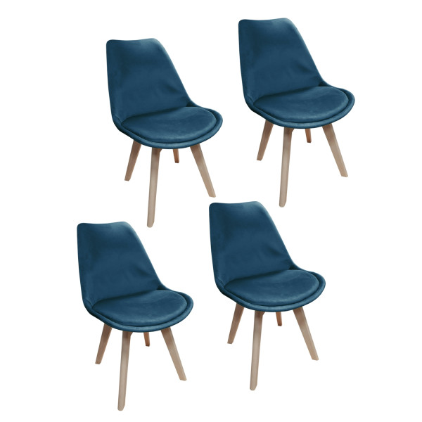 Stuhl Atlanta Velvet Blau 4er-Set