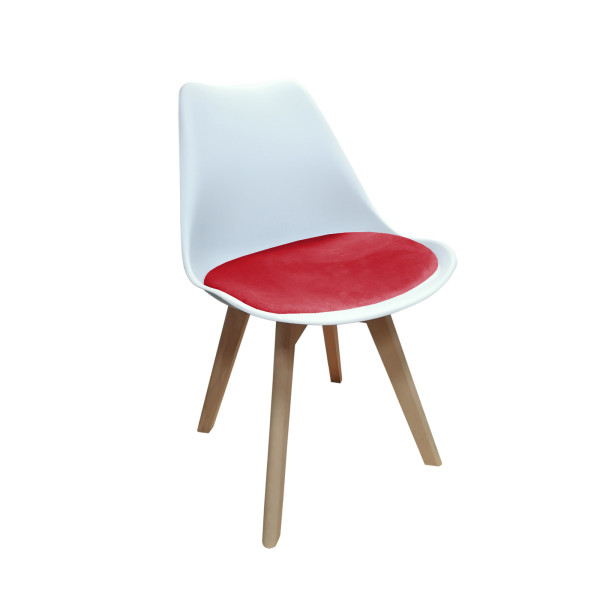 HTI-Living Atlanta Weiß, Velvet Rot Stuhl