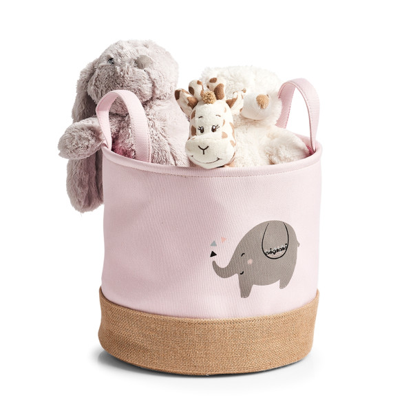 Aufbewahrungskorb "Elefant", Polyester/Jute, rosa