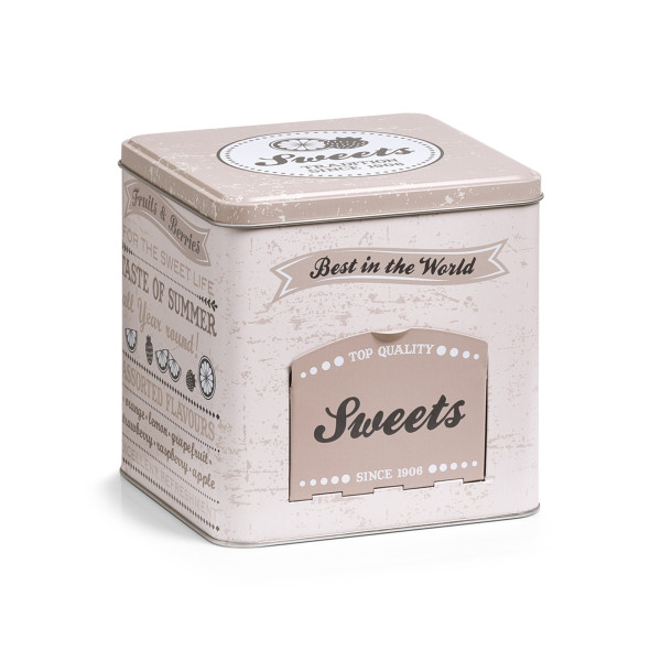 Süßigkeitendose m. Klappe "Sweets", eckig, Metall
