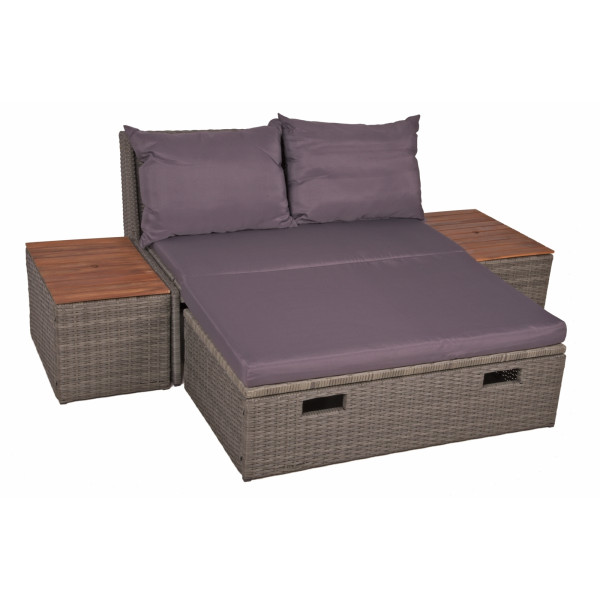 HTI-Living und 2 Beistelltischen Loungesofa mit Stauraum inkl. Schutzhülle
