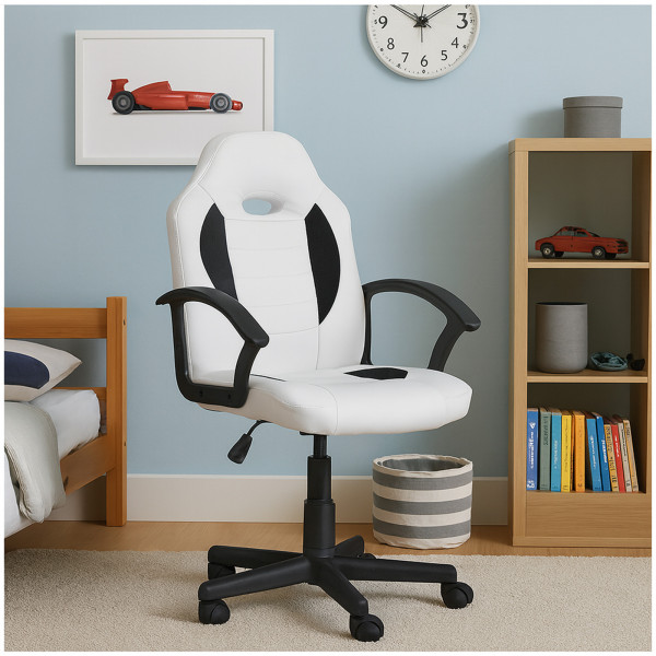 HTI-Living ergonomischer Drehstuhl Weiß-Schwarz Schreibtischstuhl Junior höhenverstellbar