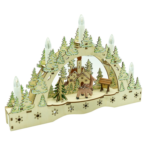 LED Schwibb Futterkr,natur,farb bed,2 Ebenen,5LED