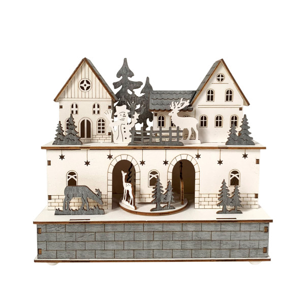 Weihnachtshaus mit beweglichen Figuren