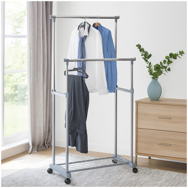 HTI-Living Metall, Kunststoff Rollkleiderständer, 2-stufig