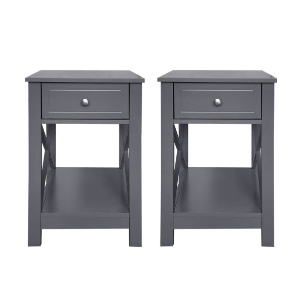 HTI-Living Hayet Grau 2er-Set Nachttisch