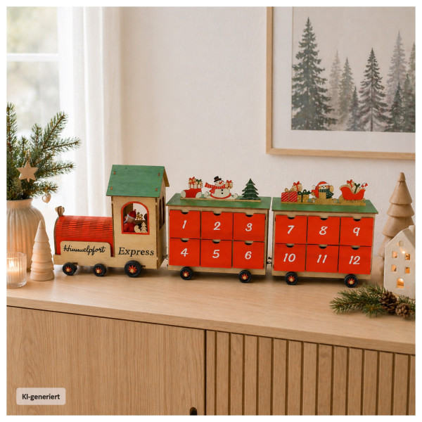 Adventskalender Weihnachtszug rot
