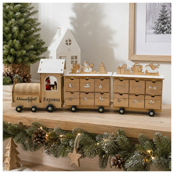 Adventskalender Weihnachtszug natur
