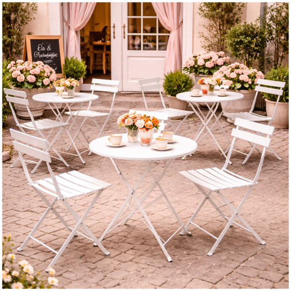 Gartentisch und 2 Stühle Basil Creme