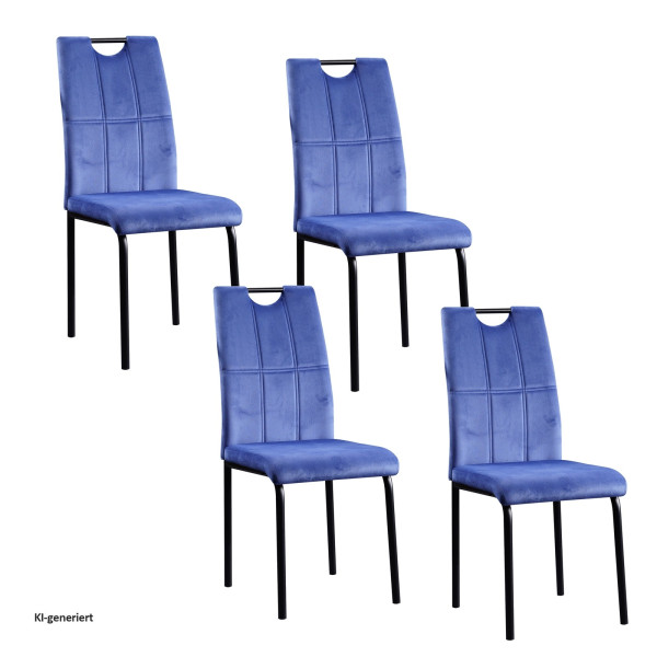 Stuhl Denton Velvet blau 4er Set