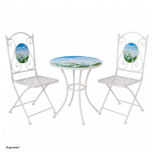 Gartentisch und 2 Stühle Celia Blumenwiese