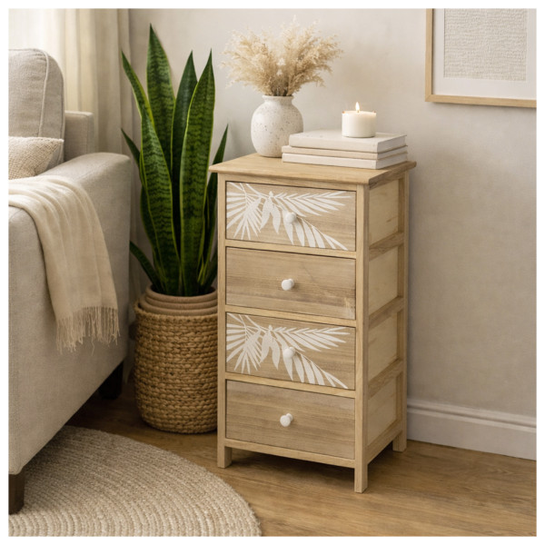 Kommode2 Melia Palme 4 Schubfächer