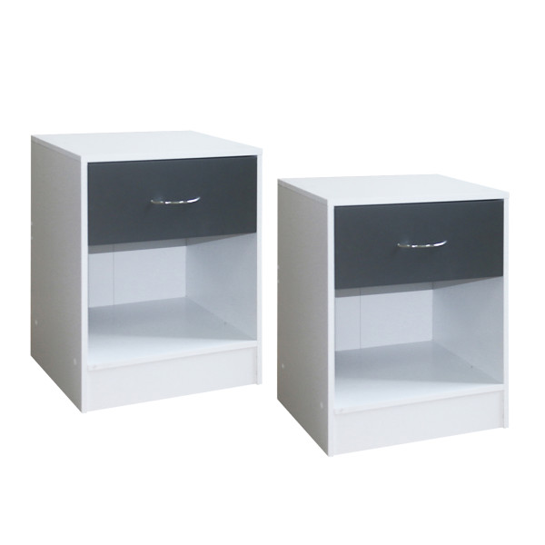 Nachttisch 2er Set Thekla 4050 Weiß Grau