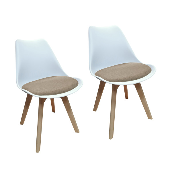Stuhl Atlanta Weiß/Webstoff Beige 2er-Set