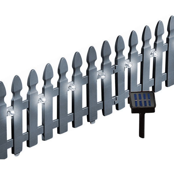 Zierzaun Nessa Solar, Gartenzaun, 8teilig, Grau