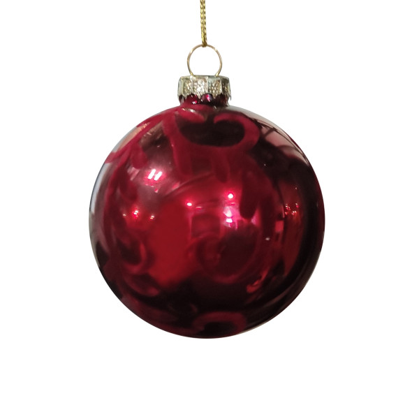 HTI-Living Burgund mit Samtigen Ornament Weihnachtskugel Ø 8 cm