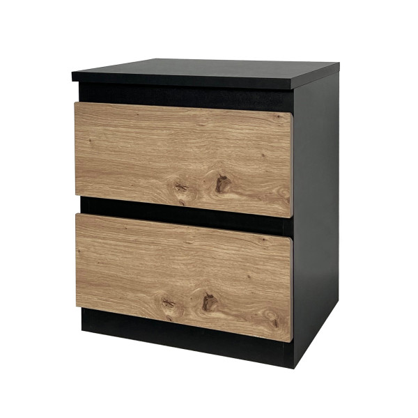 Kommode Thekla 2 Schubladen schwarz-artisaneiche
