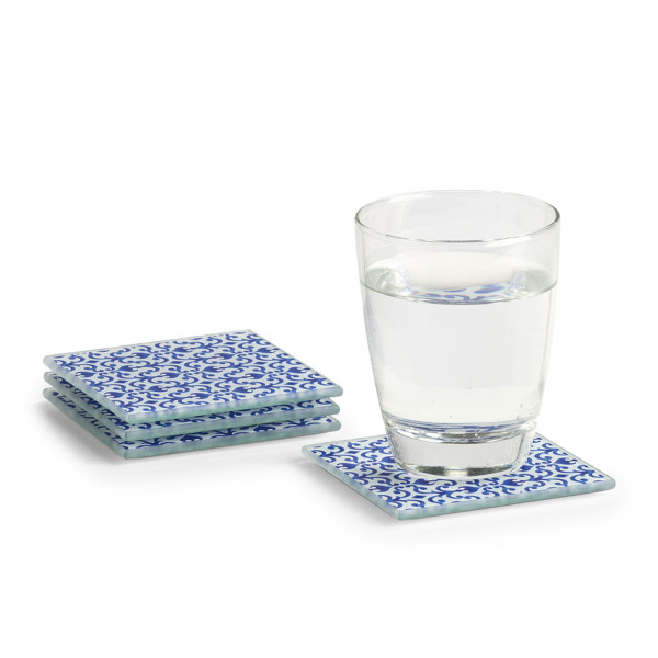 Glasuntersetzer-Set, 4-tlg. "Marokko", Glas, blau