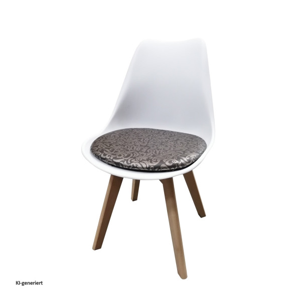Stuhl Atlanta Weiß/PU Braun Muster