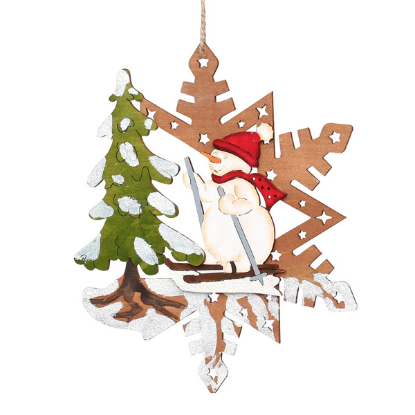 Holz Fensterbild "Santa/Schneemann" zum Hängen ve