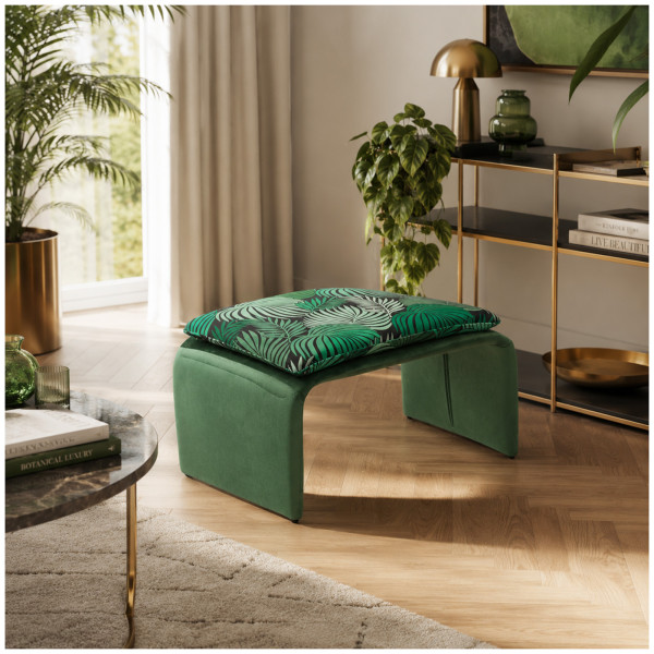 Hocker Vance mit Muster Leaf Grün